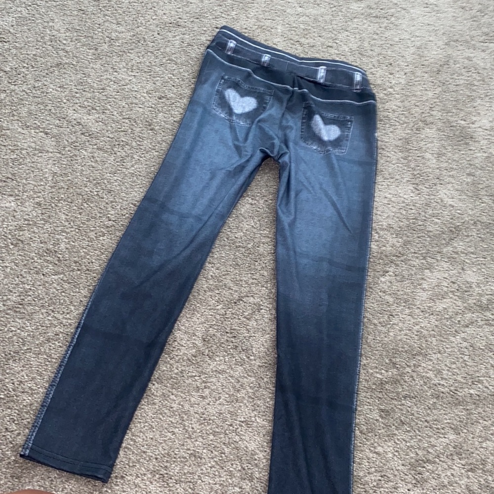 High-waisted High-stretch Faux Denim Leggings - Size Medium - Picture 5 of 6
